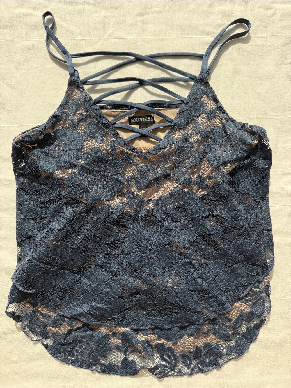 Express Blue Lace Strappy Cami Top